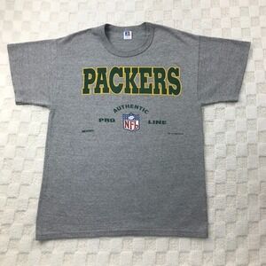 Vintage Green Bay Packers Shirt Mens Medium Gray Russell Athletic Single Stitch